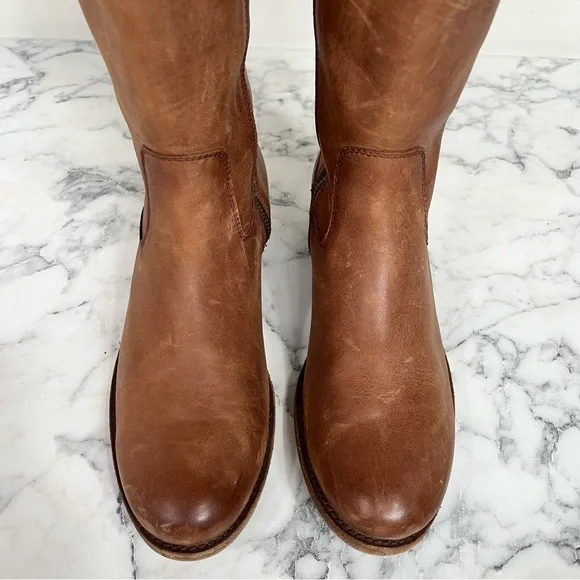 Women's Melissa Western Knee High Leather Boots Cognac Brown Woman’s Size 7B - Picture 4 of 15